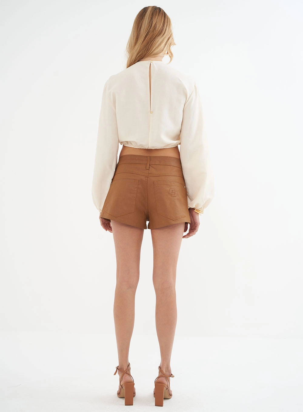 Blusa Drapeada Em Linho – Riviera Bege