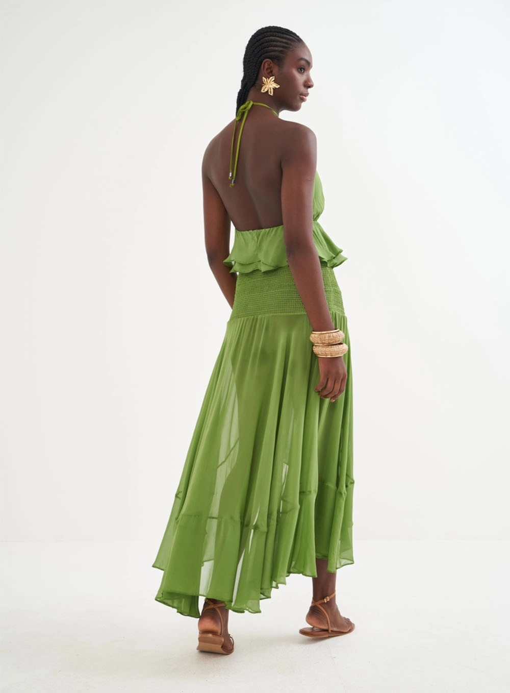 Blusa Frente Única Com Babados - Riviera Verde