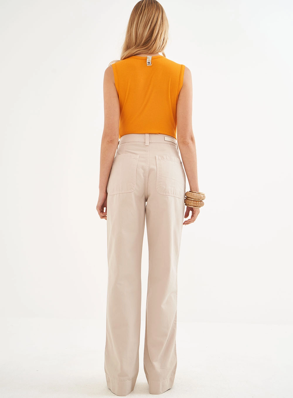 Blusa Canelada Com Franzido Lateral Laranja