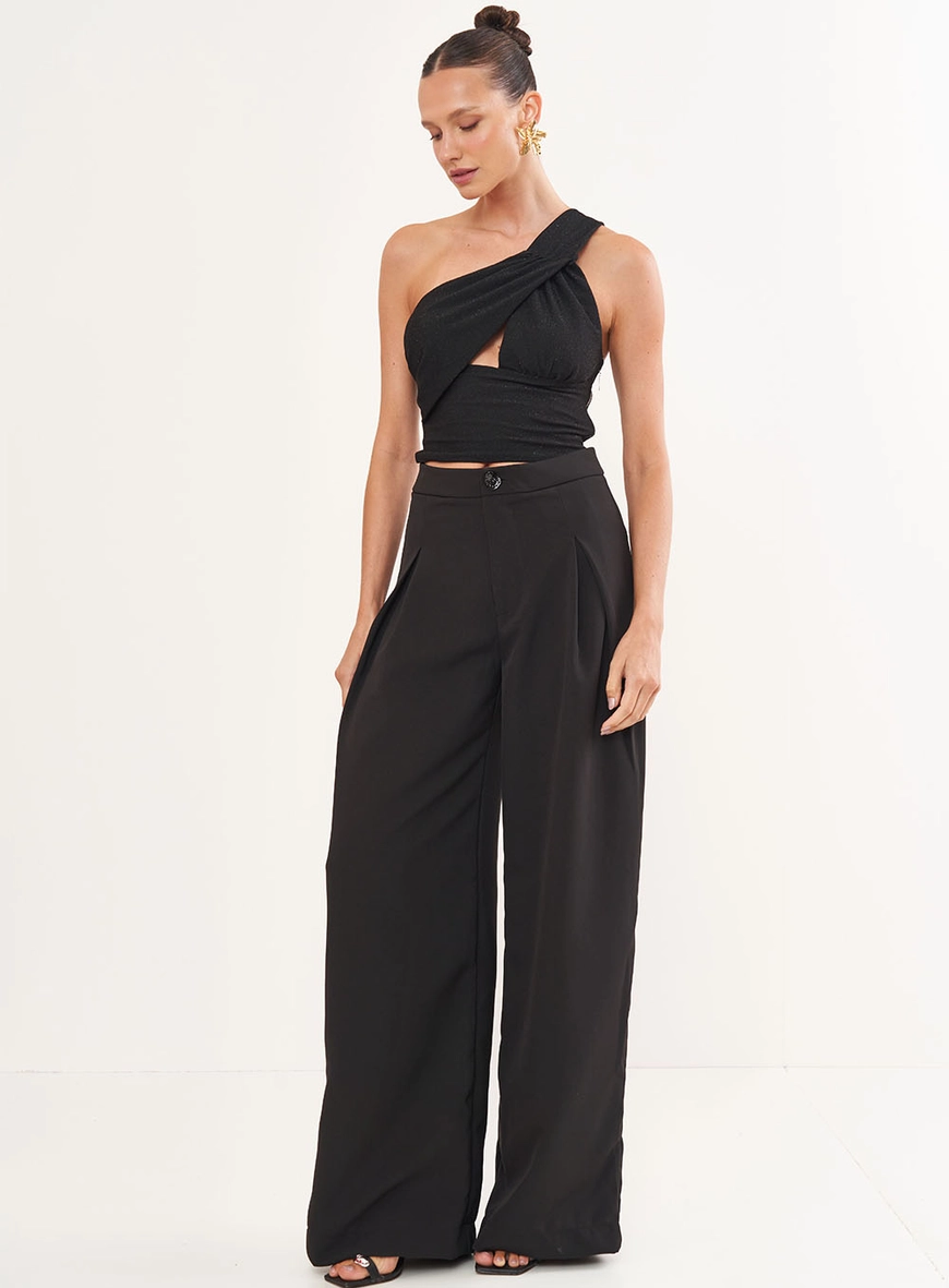Blusa Malha Metalizada Uma Alça