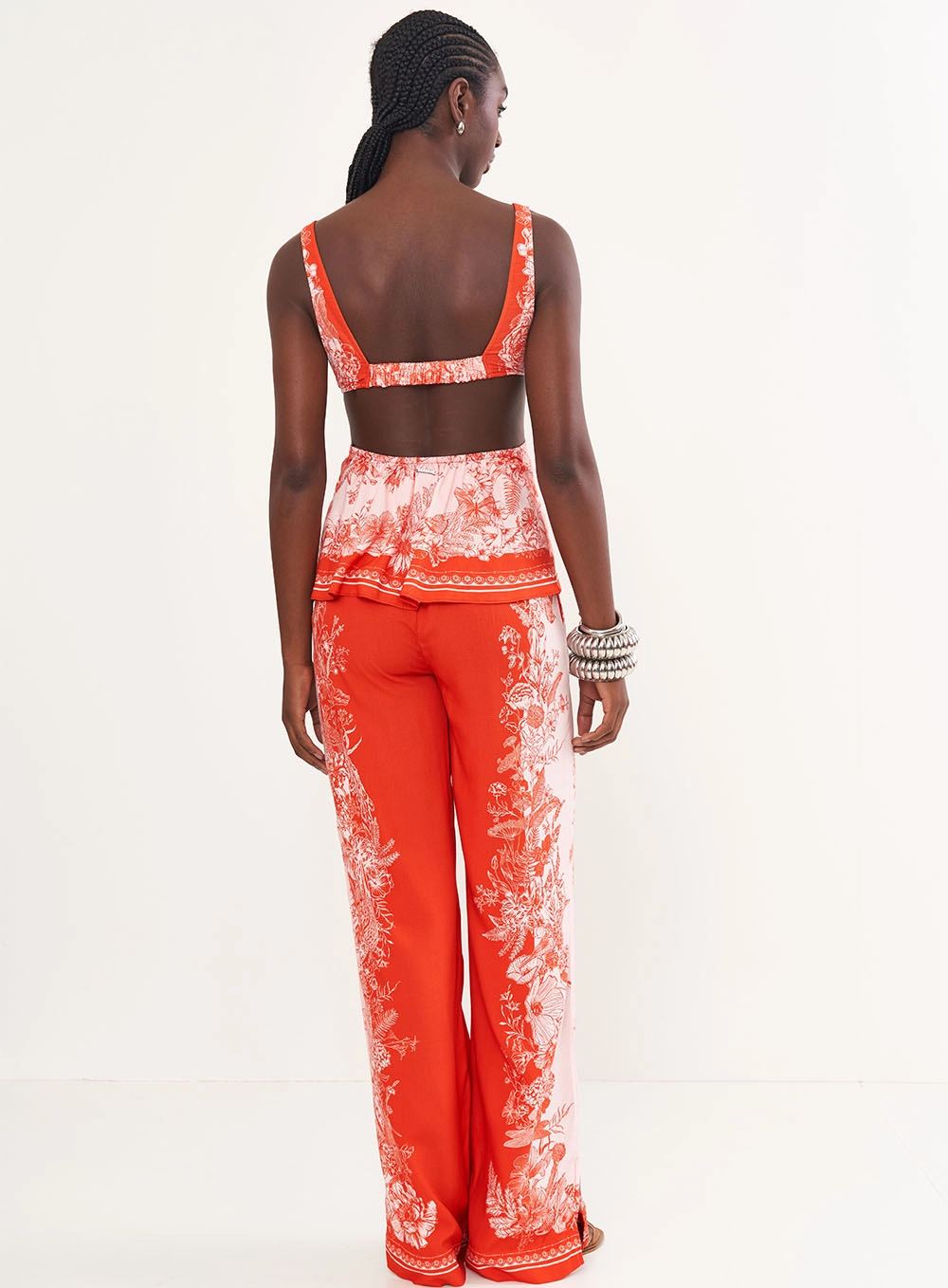 Blusa Slim Linho Estampada - Riviera Vermelho
