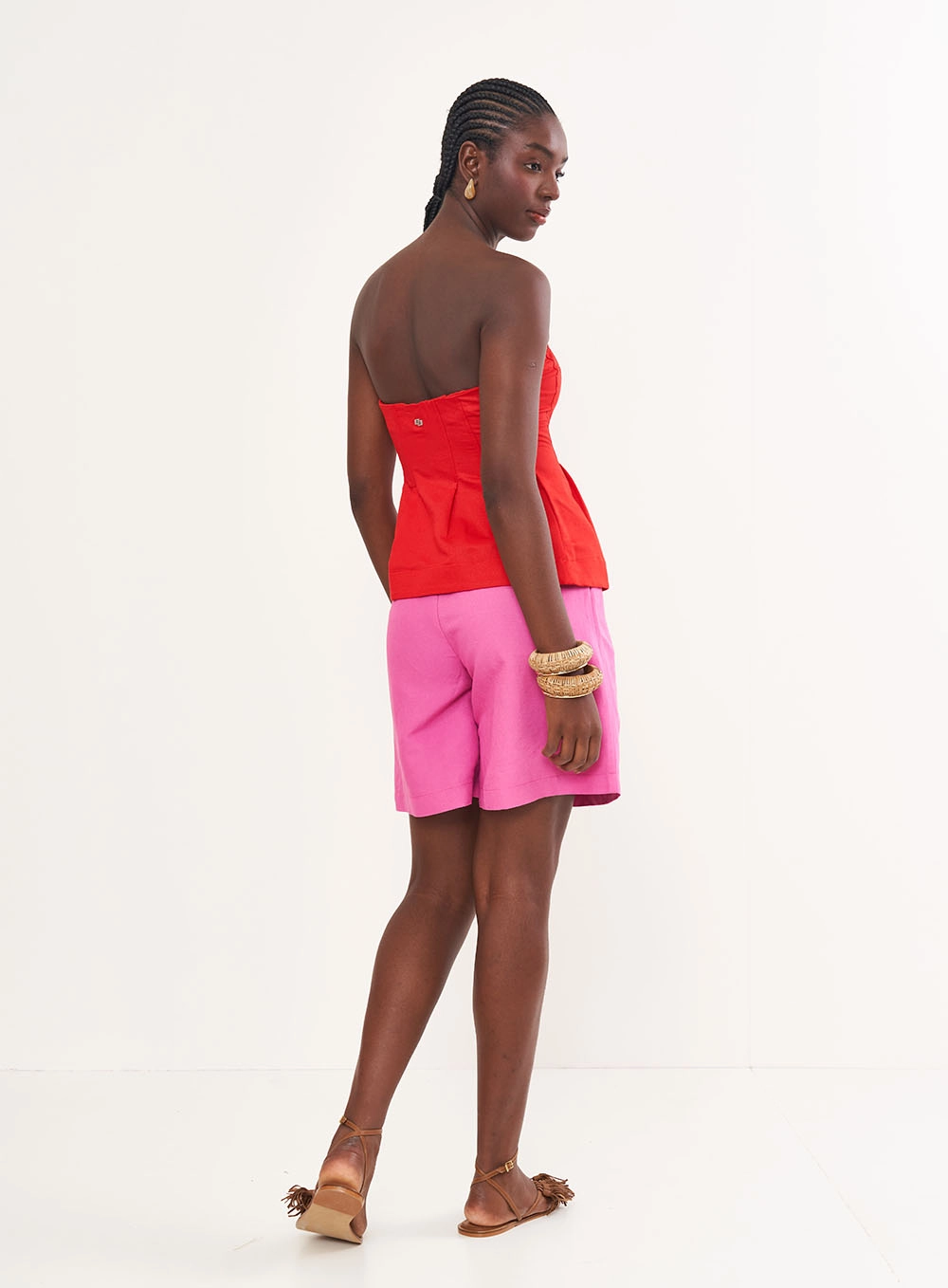 Blusa Slim Peplum Linho Vermelho