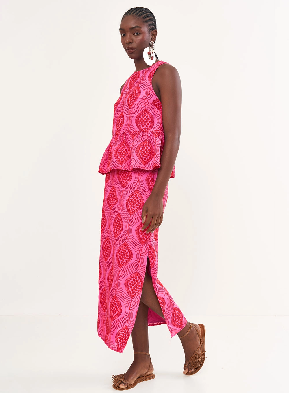 Blusa Comfort Peplum Bordada Rosa