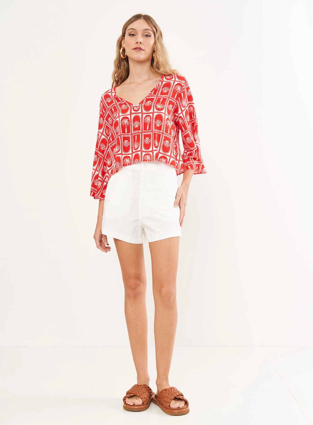 Blusa Estampada Solta Encurtada Estampados