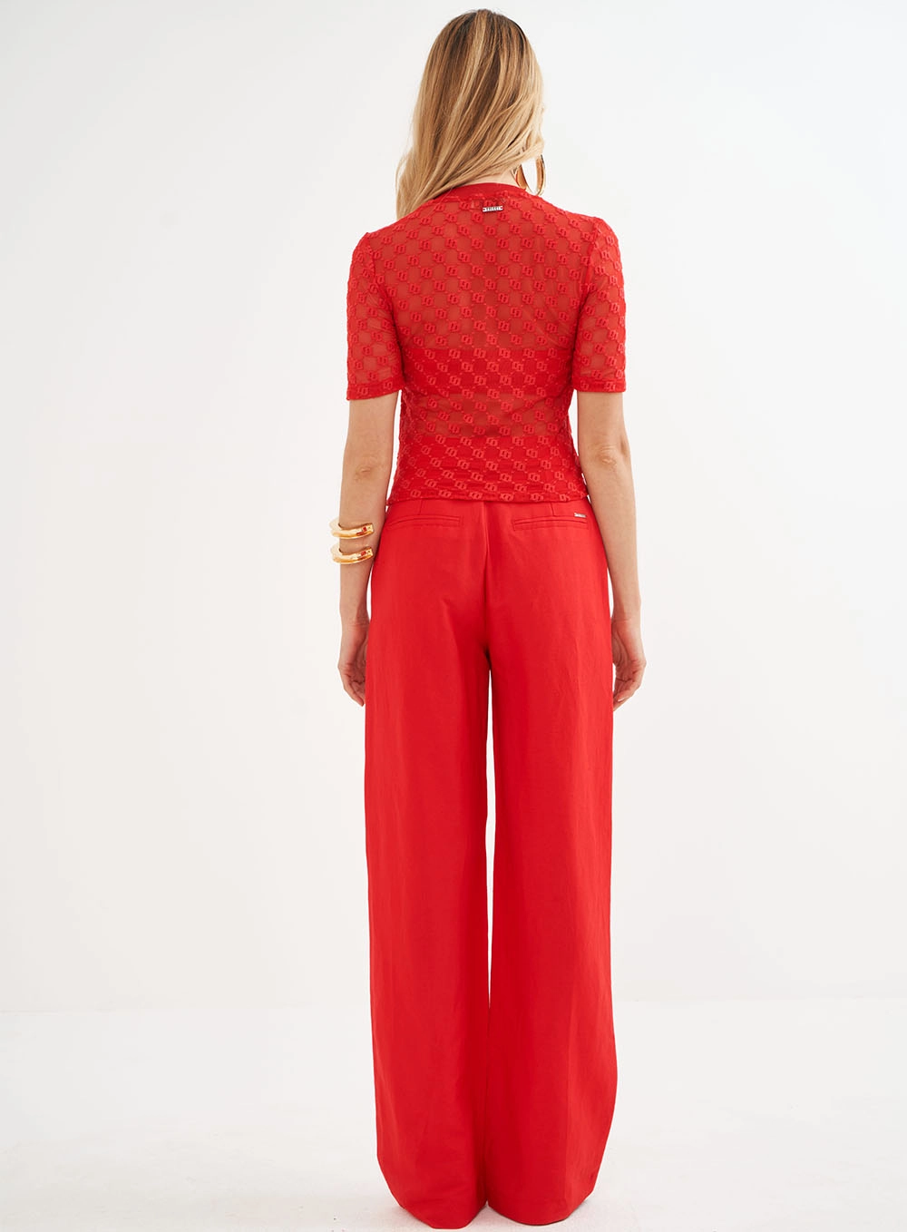 Blusa Slim Em Tule Vermelho