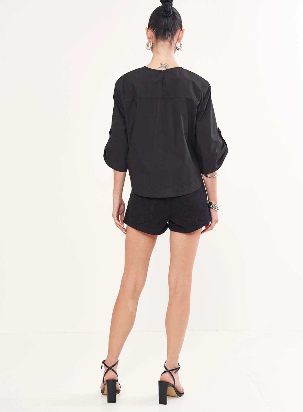 Blusa Mangas Bufantes - Boy Preto