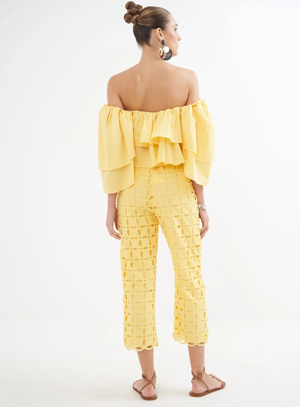 Blusa Encurtada Com Babados - Riviera Amarelo