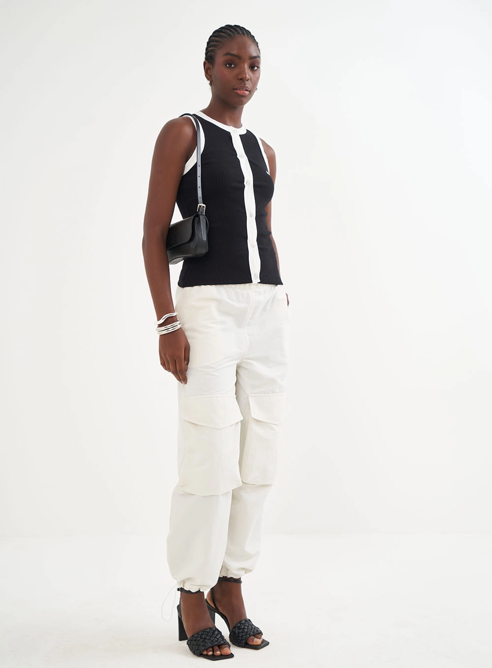 Blusa Slim Canelada Contrast Preto