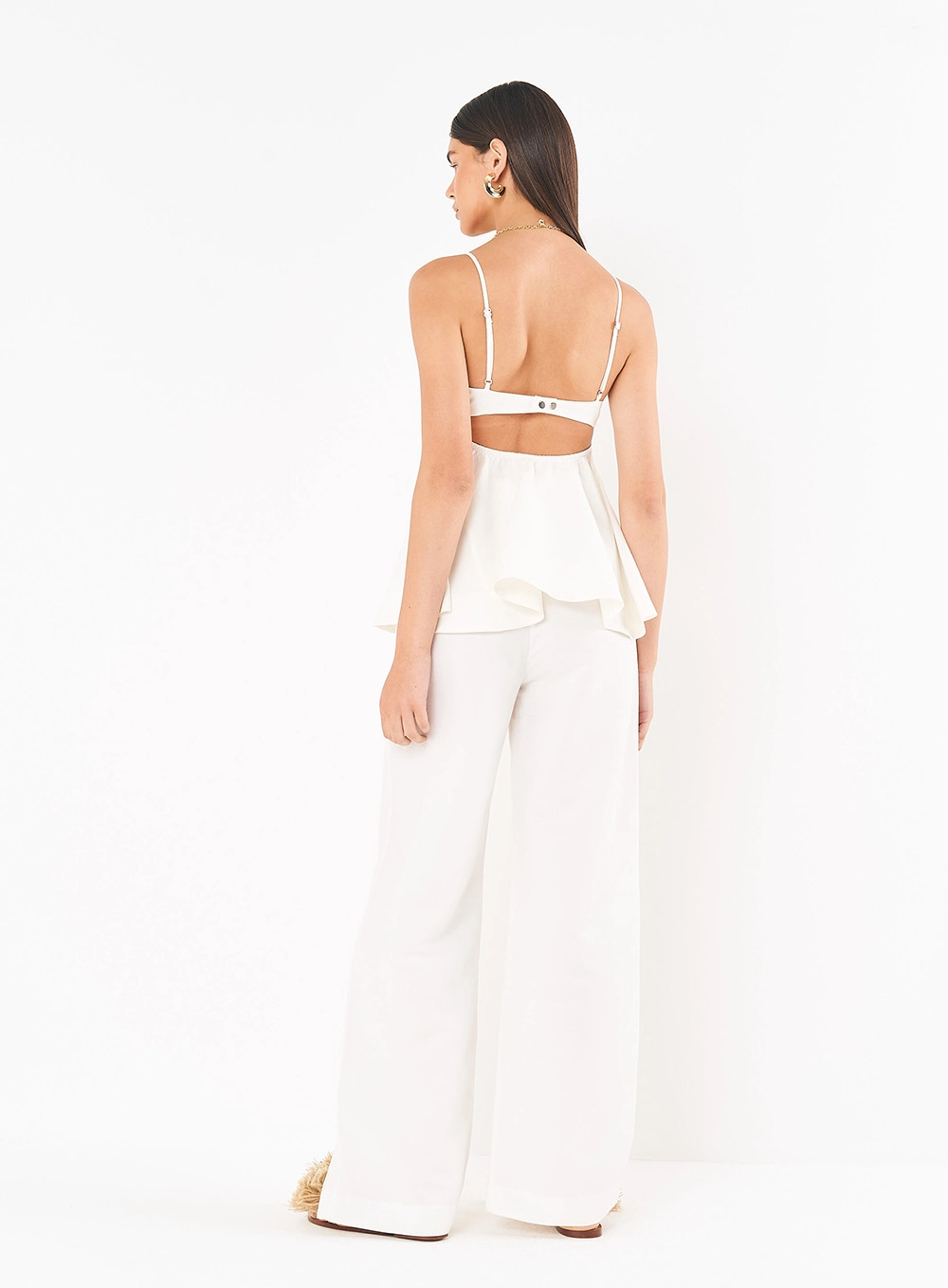 Blusa Evasê Em Linho Alongada Off Shell