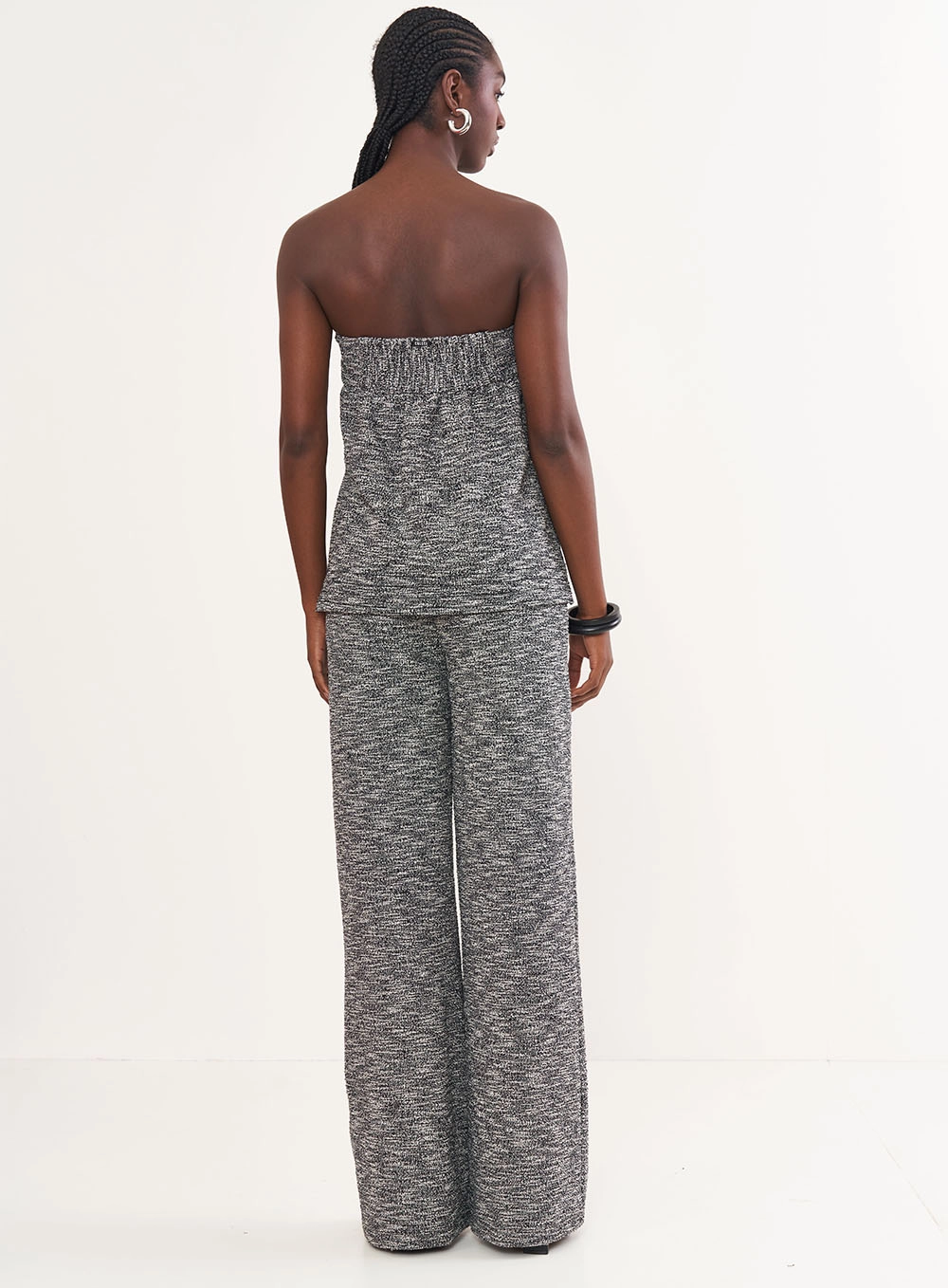 Blusa Tweed Sem Mangas Estampados