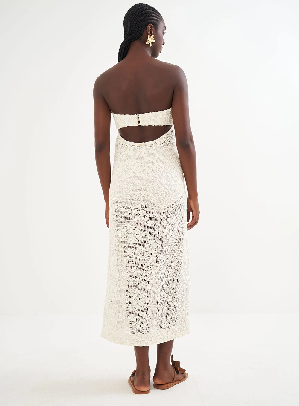 Vestido Midi Bordado Sem Alças - Riviera Off Shell