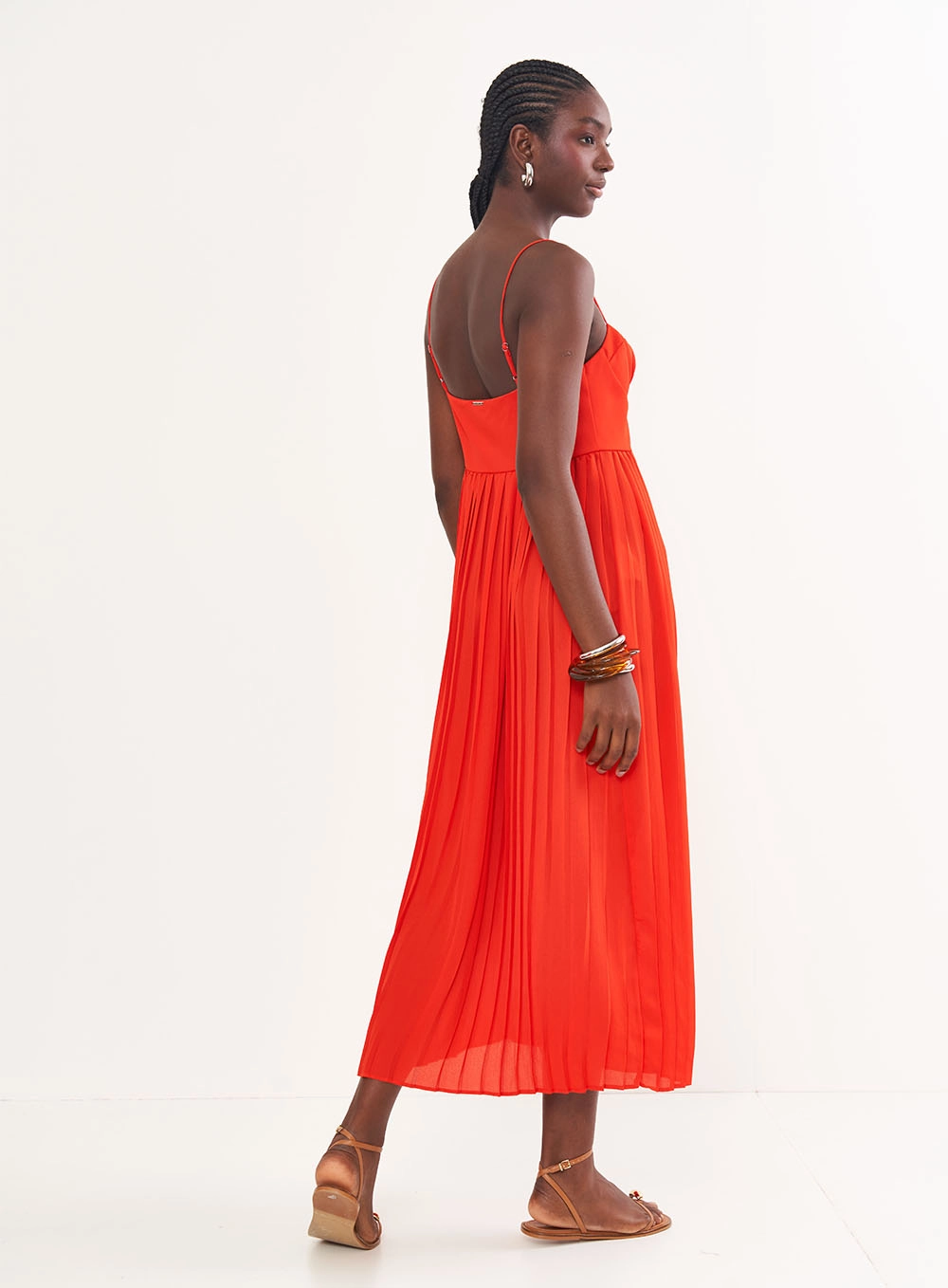 Vestido Midi Drapeado Vermelho