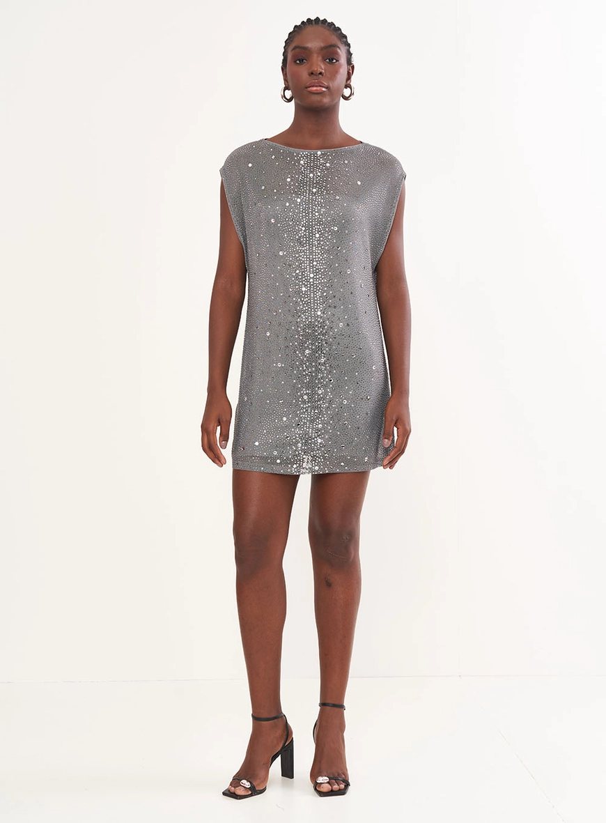 Vestido Tule Com Aplicação