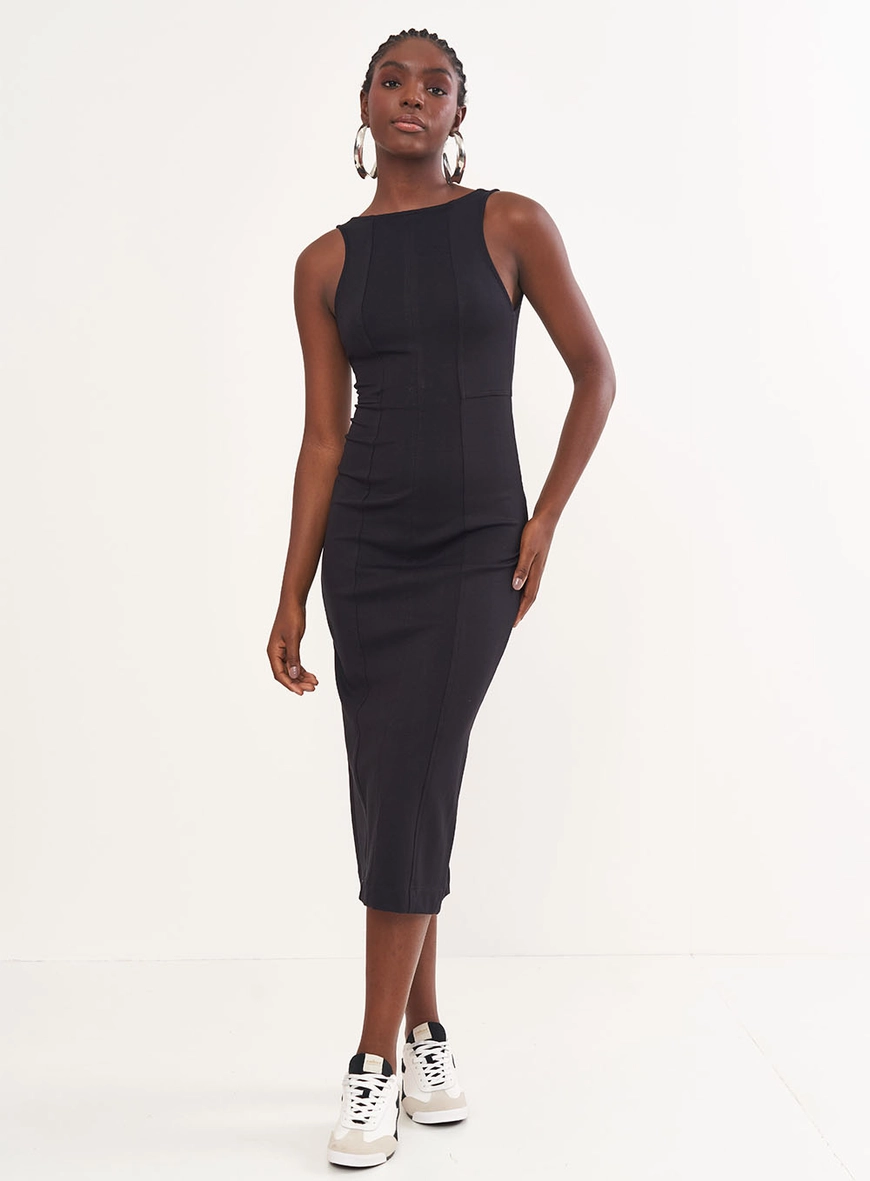 Vestido Midi Justo Decote Costas