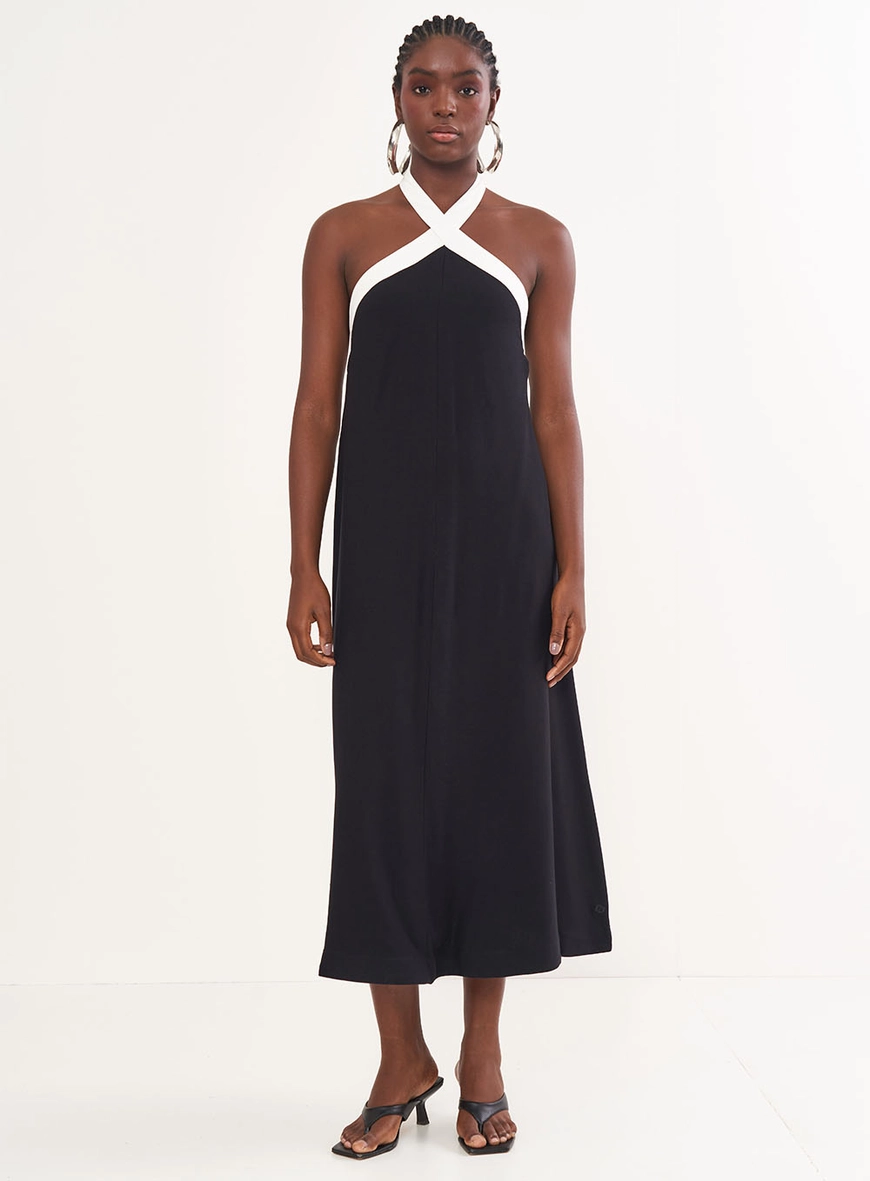 Vestido Midi Halter Com Amarração