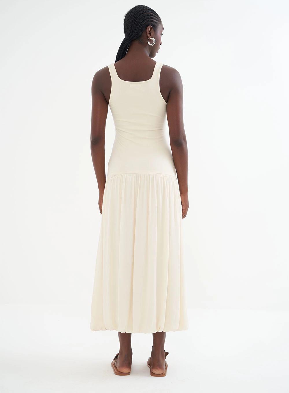 Vestido Midi Balonê - Riviera Bege