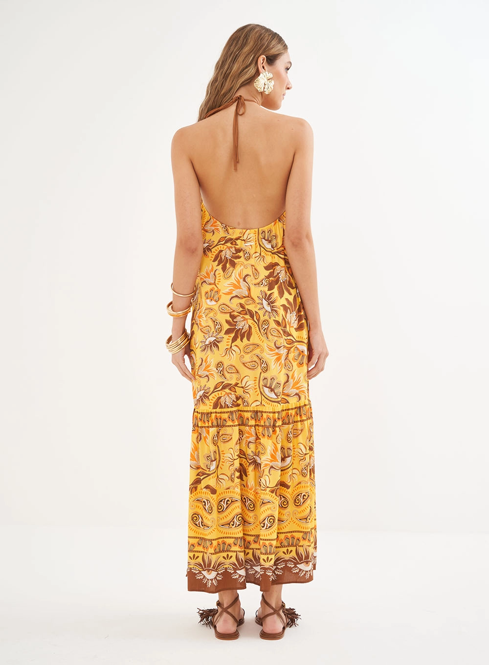 Vestido Estampado Longo Frente Única Estampados