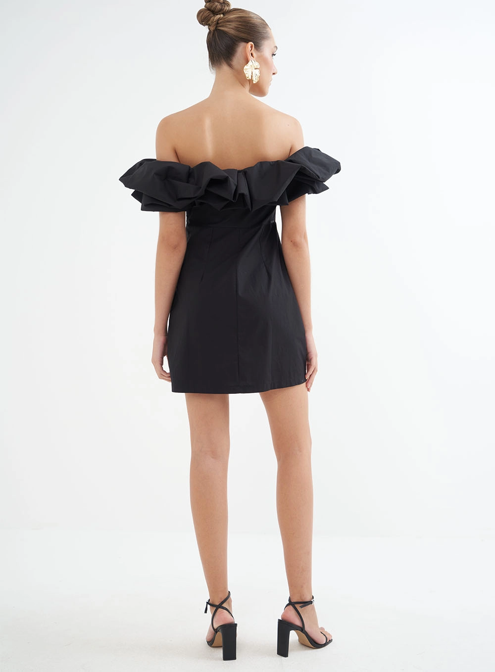 Vestido Justo Ombro A Ombro Balonê – Riviera Preto