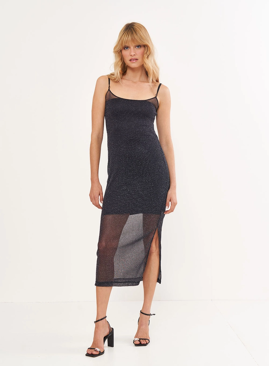 Vestido Tule Com Detalhe Em Transparência