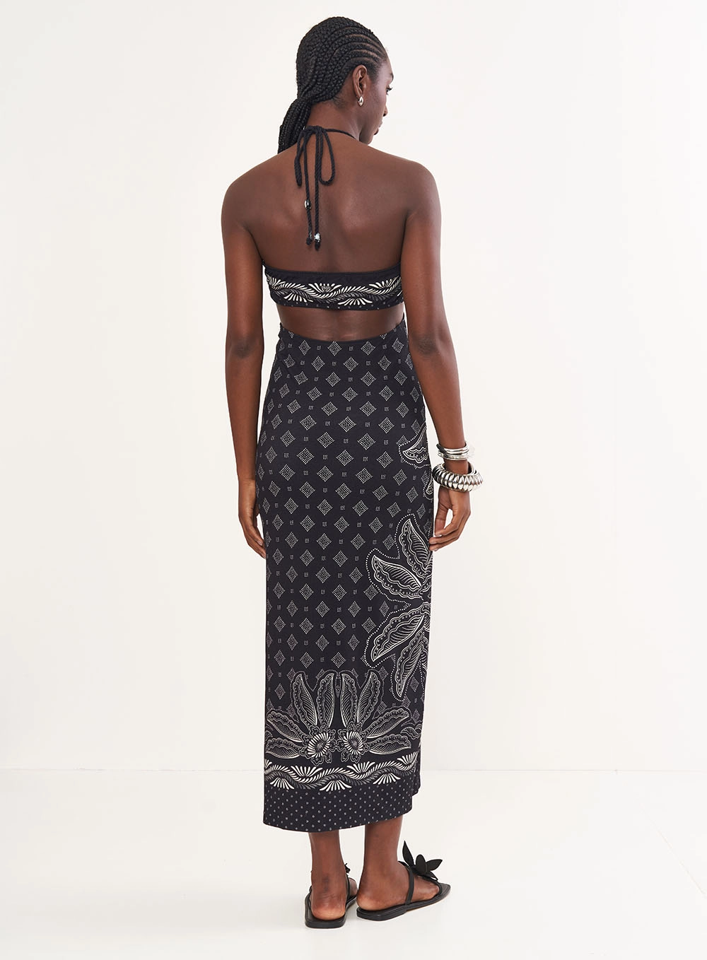 Vestido Estampado Midi Com Amarração Estampados