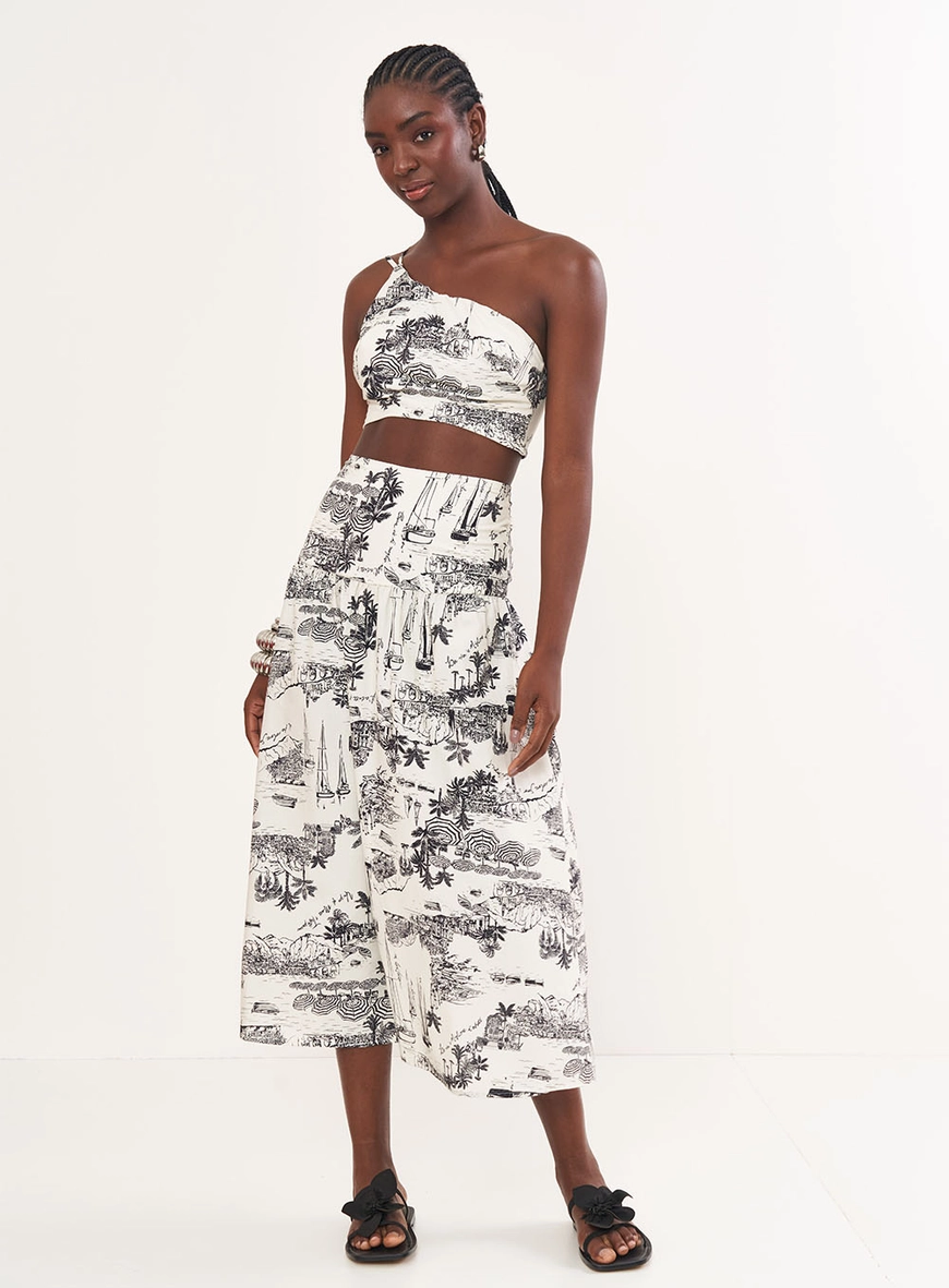 Top Estampado Justo Uma Alça - Riviera
