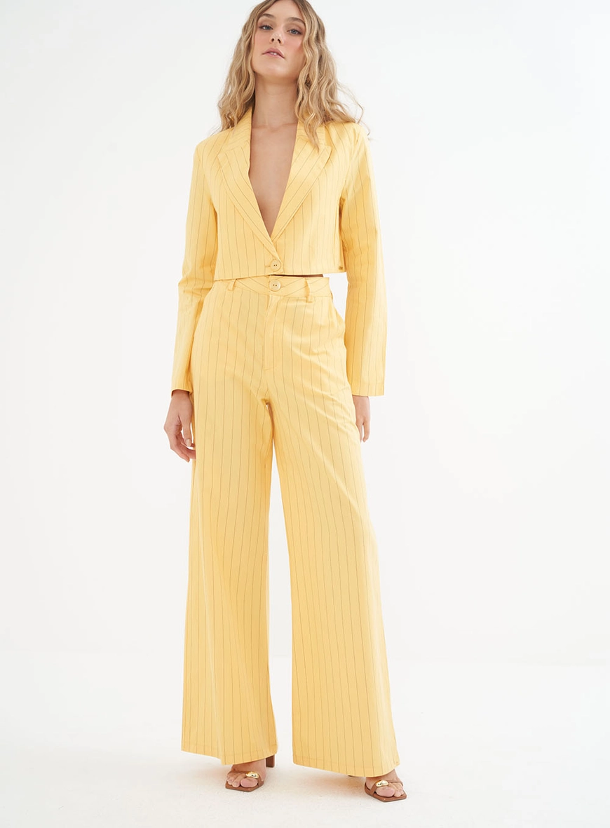 Blazer Feminino Listrado Encurtado