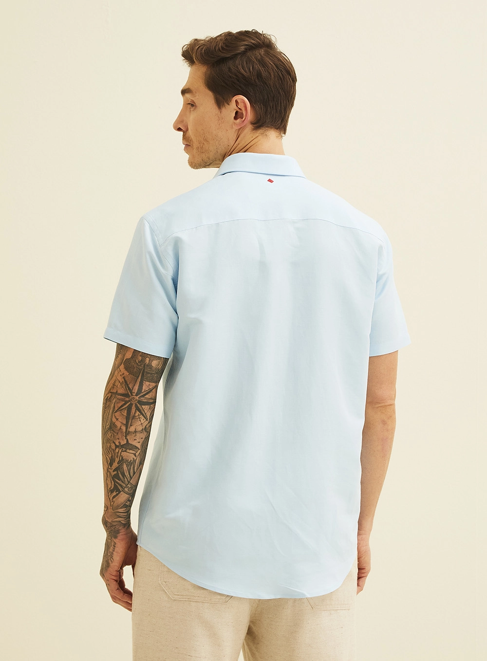 Camisa Relax Masculina Com Linho Azul 8