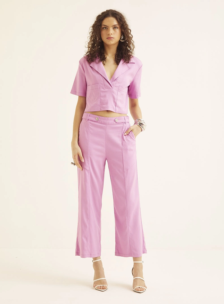 Calça Feminina Reta Cintura Alta Roxo 1