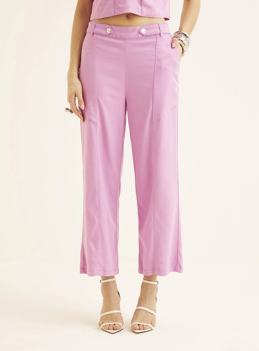 Calça Feminina Reta Cintura Alta Roxo 7
