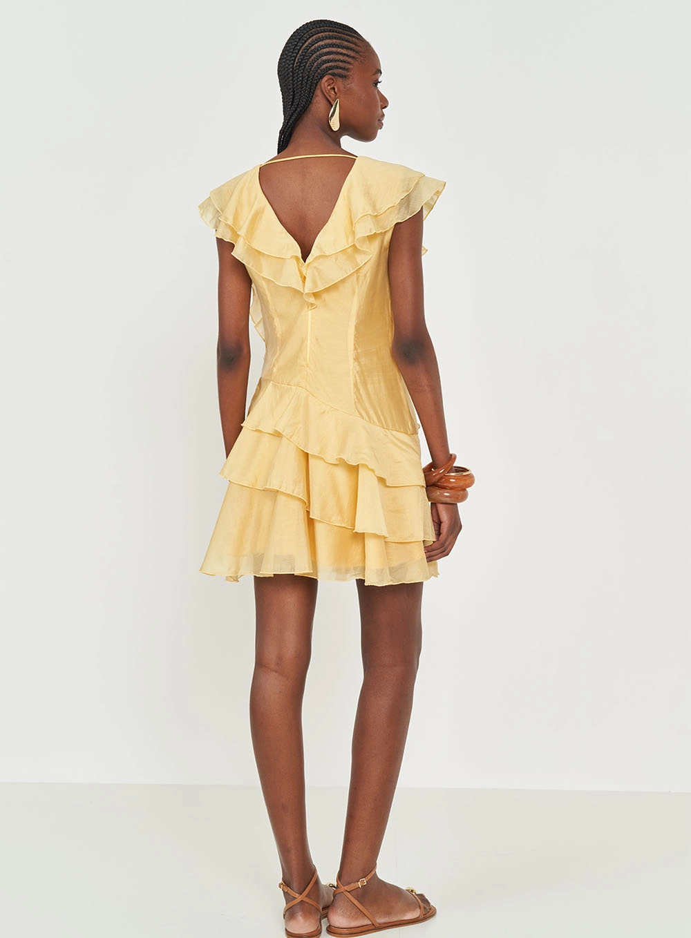 Vestido Comfort Com Babados Bege