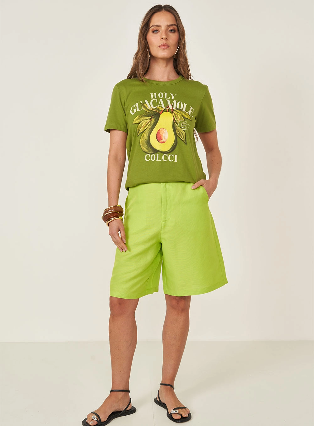 Camiseta Manga Curta Com Estampa Verde