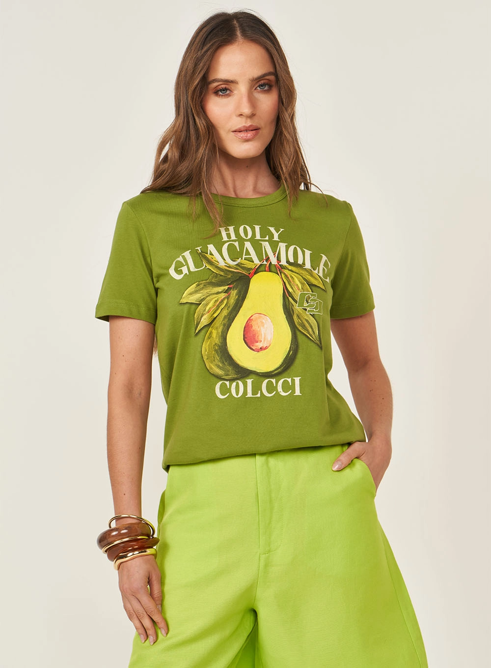 Camiseta Manga Curta Com Estampa Verde