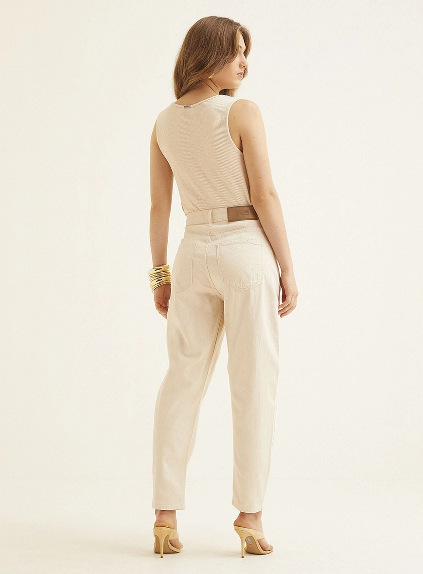 Calça Sarja Feminina Ayla Slouchy Bege 5