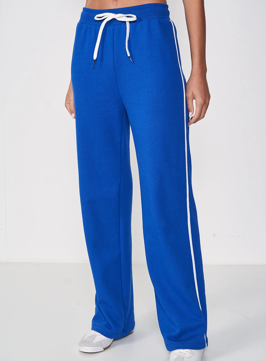 Calça Feminina Ampla Com Amarração Azul 1