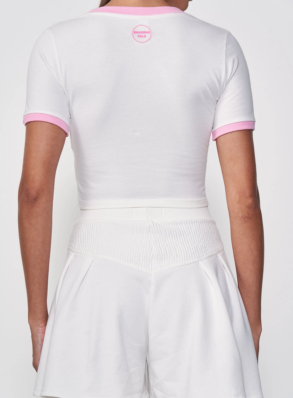 Camiseta Feminina Baby Look Com Contraste Off White 2