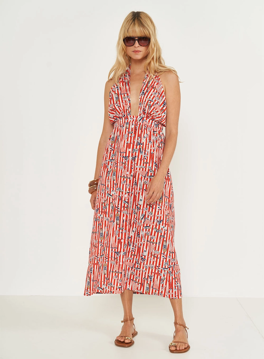 Vestido Estampado Loose Frente Única