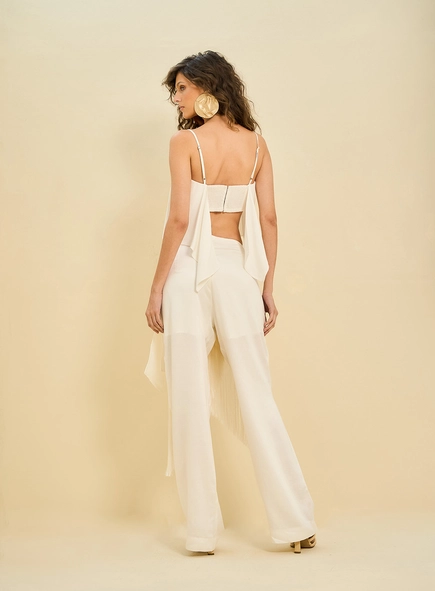 Calça Feminina Reta Com Franjas