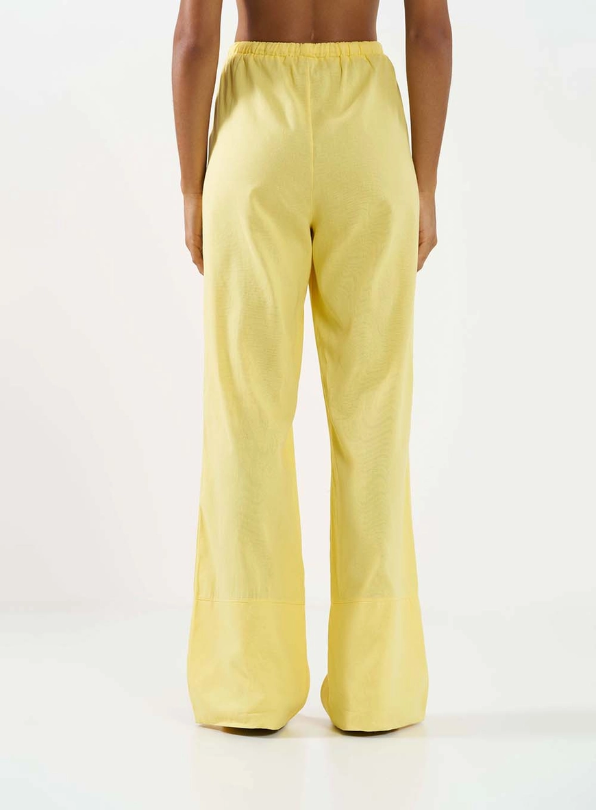 Calça Linho Reta Média Amarelo 3