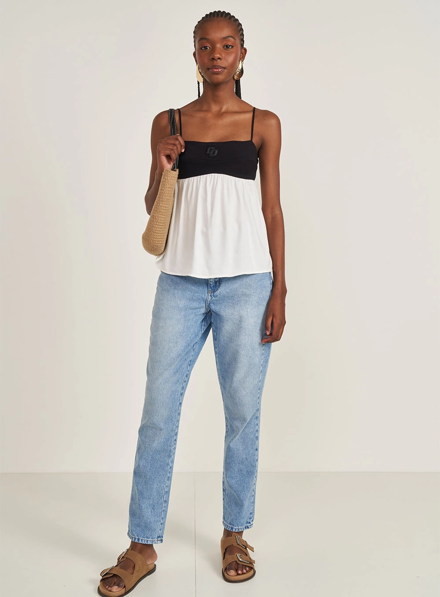 Blusa Loose Bicolor