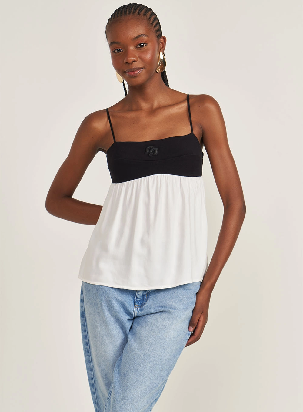Blusa Loose Bicolor Off