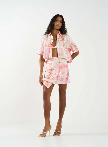 Saia Comfort Linho Estampada