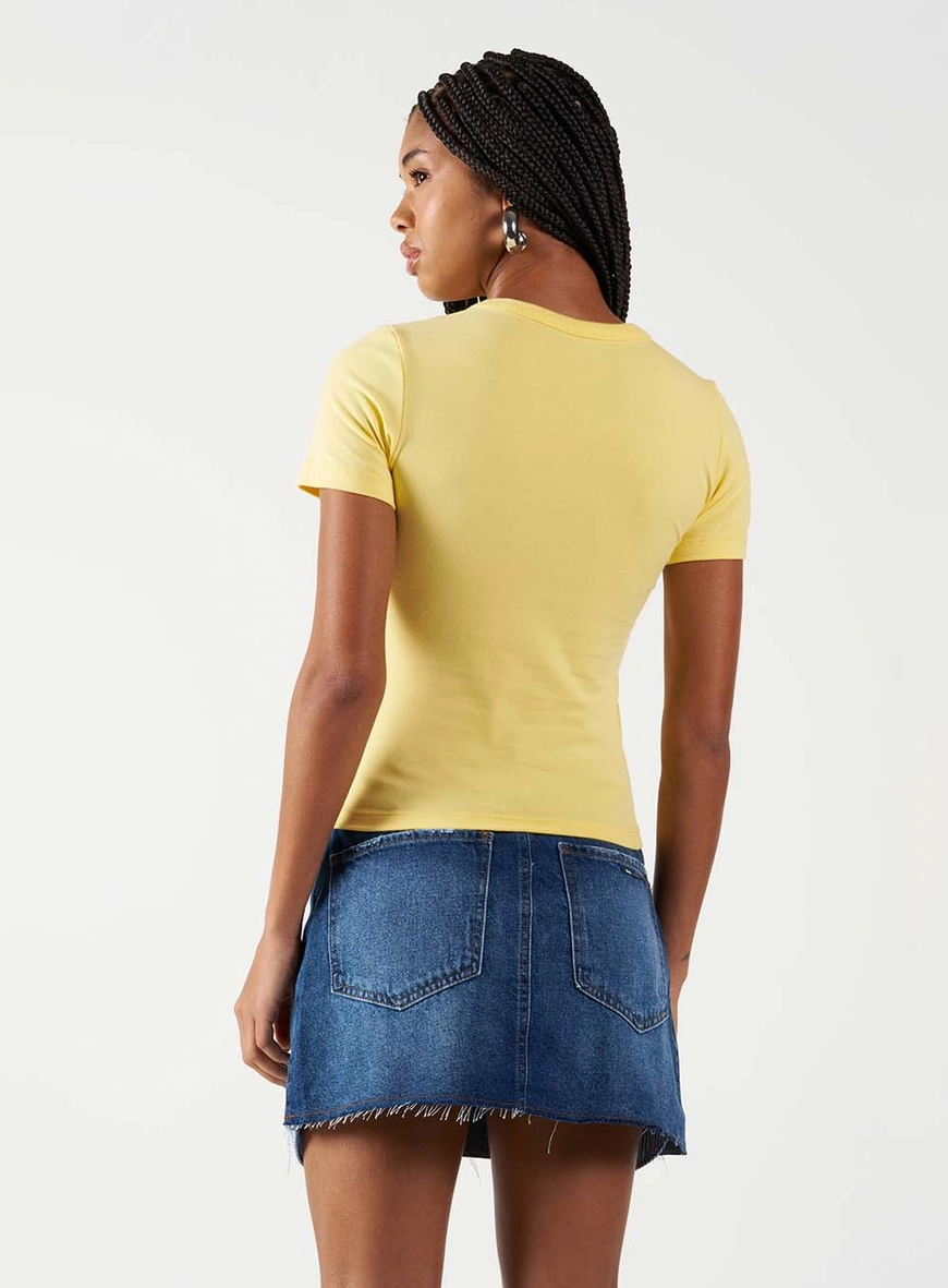 Camiseta Feminina Baby Look Cotton Amarelo 3