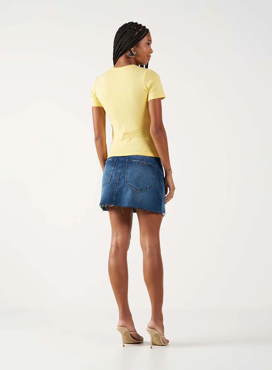 Camiseta Feminina Baby Look Cotton Amarelo 4