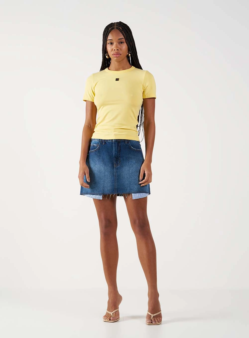 Camiseta Feminina Baby Look Cotton Amarelo 2