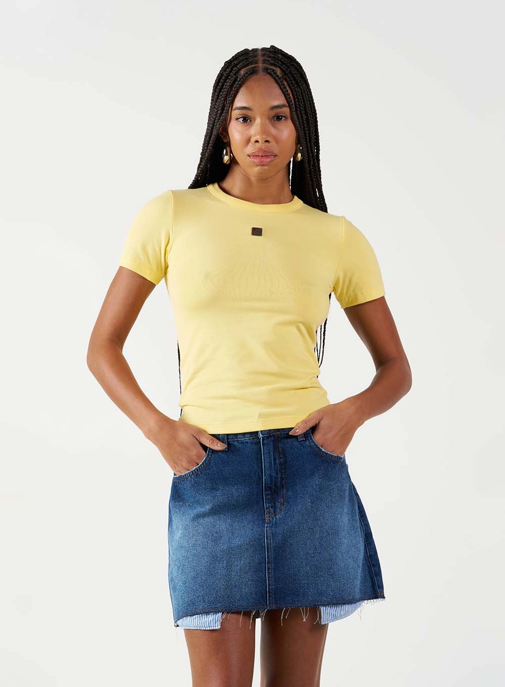 Camiseta Feminina Baby Look Cotton Amarelo 1