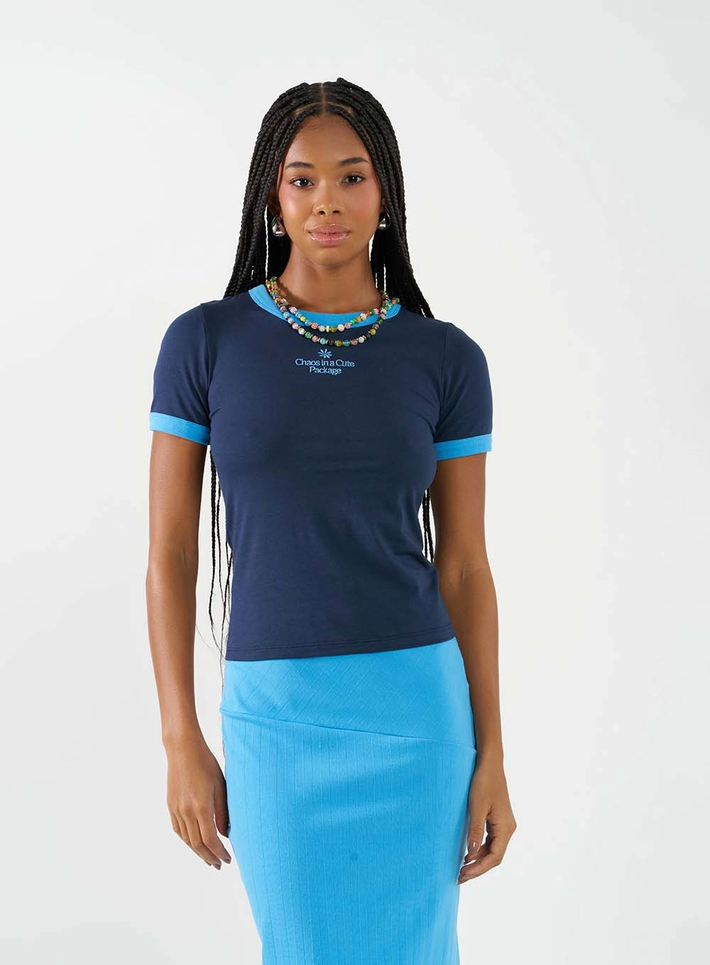 Camiseta Feminina Baby Look Decote Redondo Azul 1