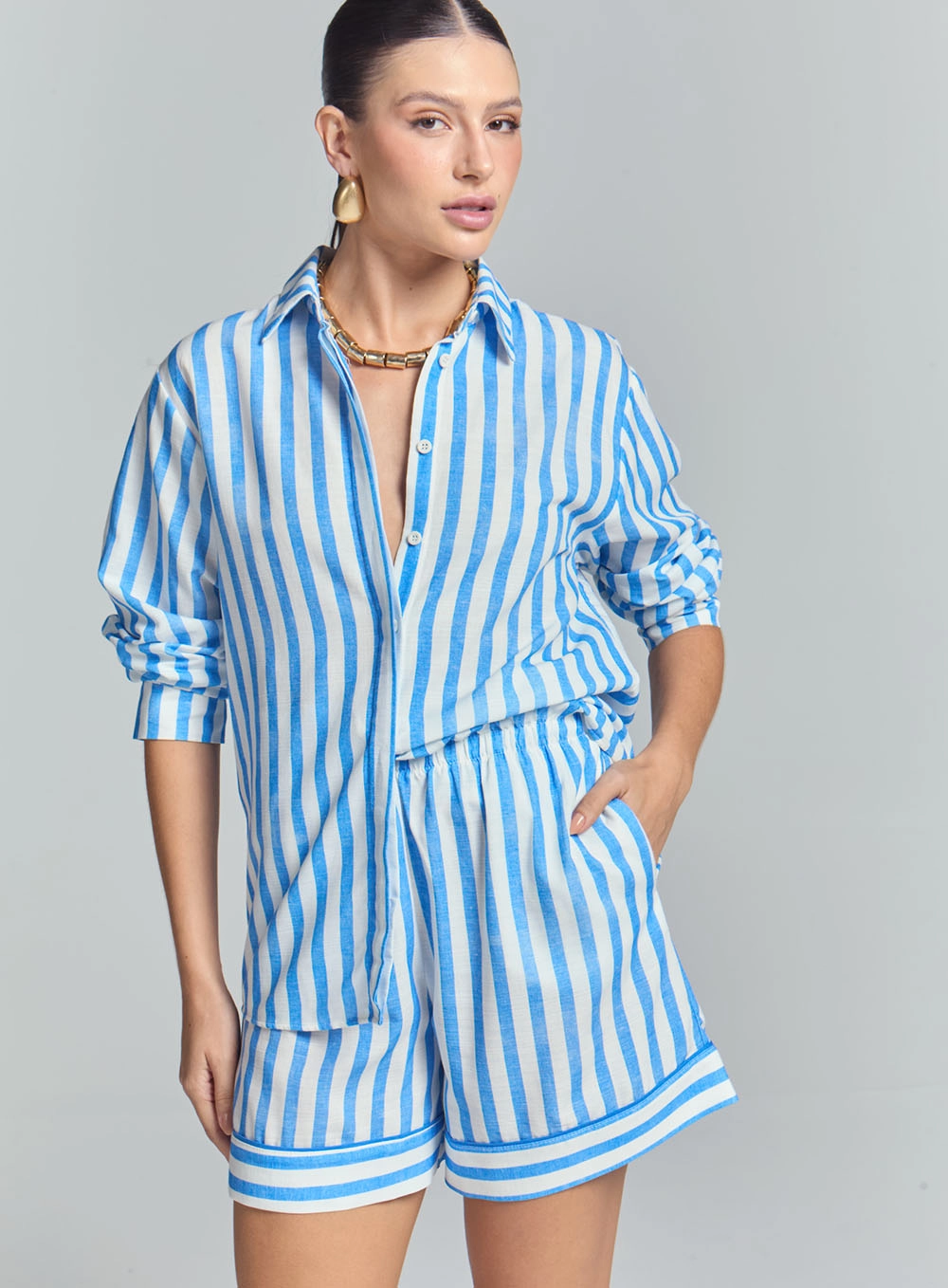 Camisa Feminina Comfort Viscose Listrada Estampados 2