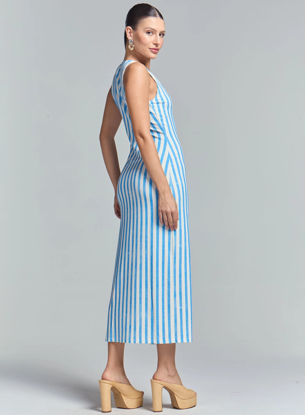 Vestido Midi Slim Listrado Estampados 3