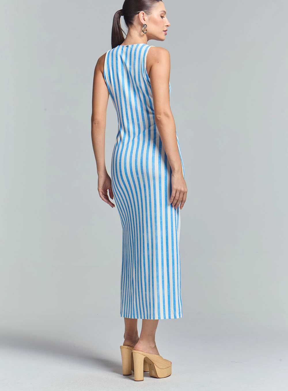 Vestido Midi Slim Listrado Estampados 4