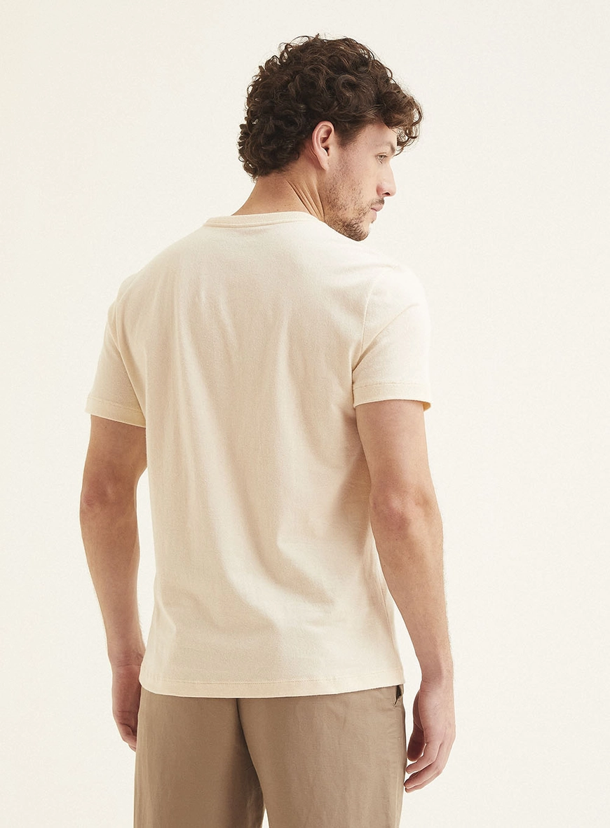 Camiseta Masculina Fit Com Estampa Bege 4